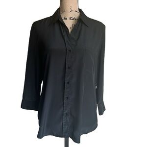 R | Label Button Down Black Blouse Size Medium